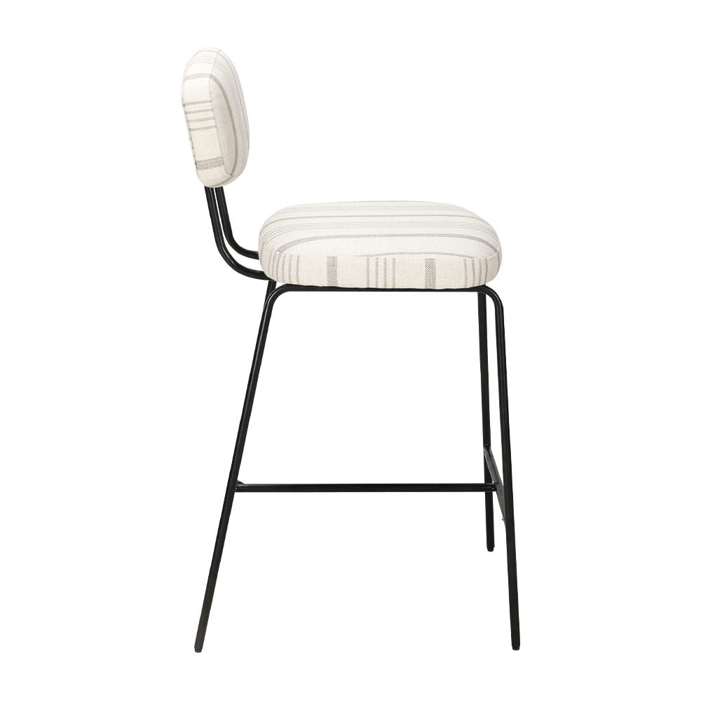 Scaun de luat masa tapițat cu piciorul metalic cu spate