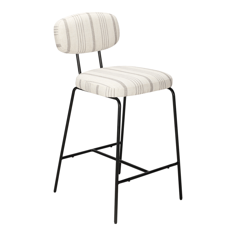 Scaun de luat masa tapițat cu piciorul metalic cu spate