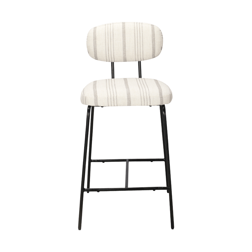 Scaun de luat masa tapițat cu piciorul metalic cu spate